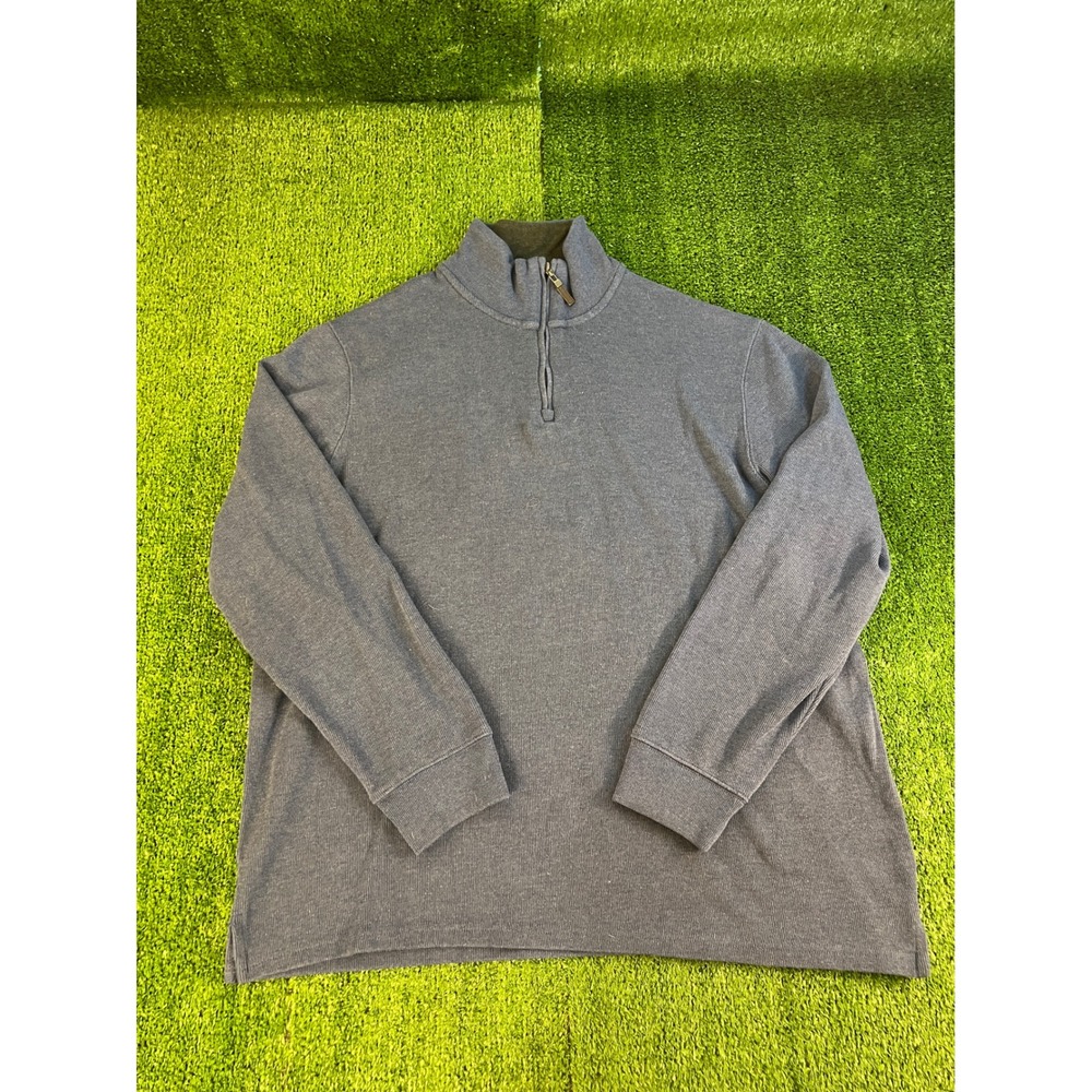 Amazon Essentials Mens Quarter Zip Pullover Sweater XXL Blue Ribbed Cotton Blend